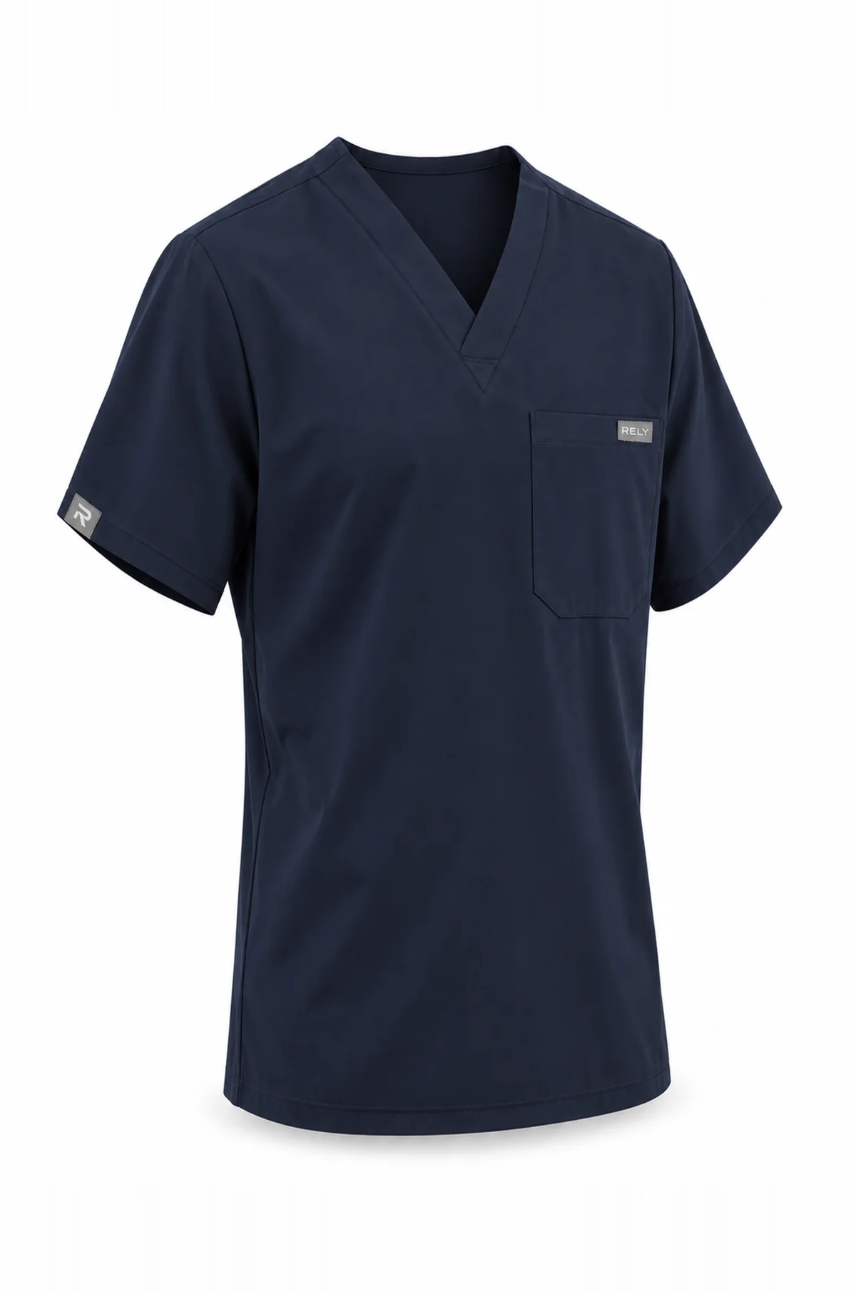 Men's V-Neck Set in Navy, top, three-quarter front view