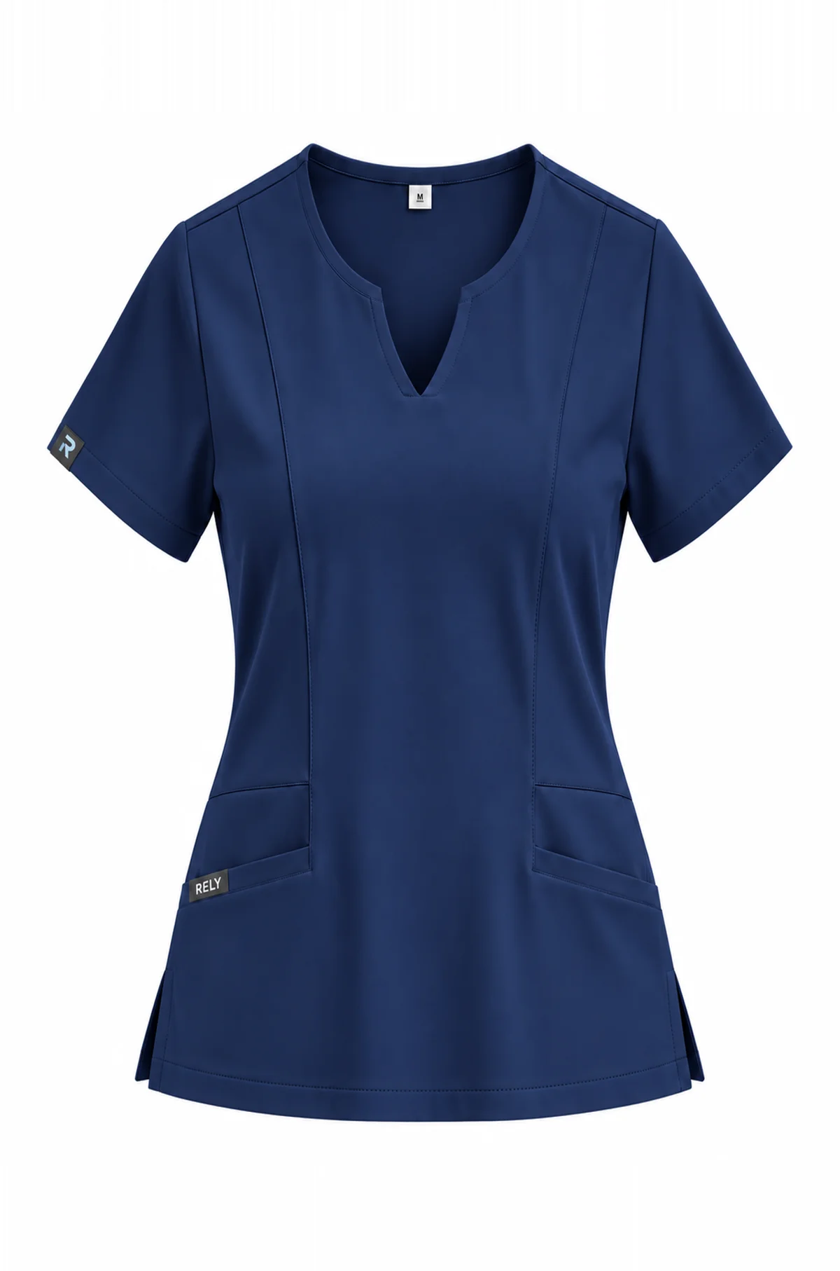 Notch-Neck Set in Navy, top, front