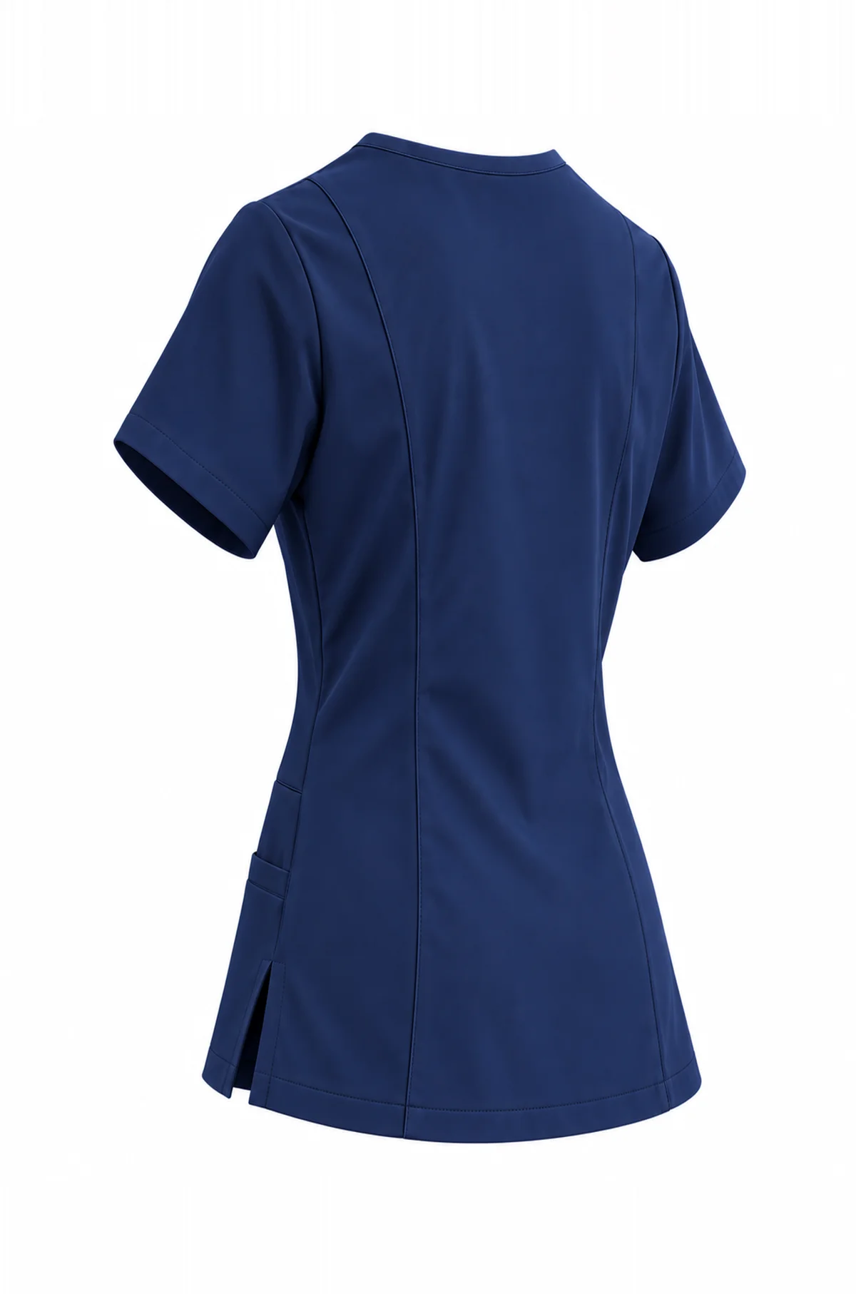 Notch-Neck Set in Navy, top, three-quarter back view