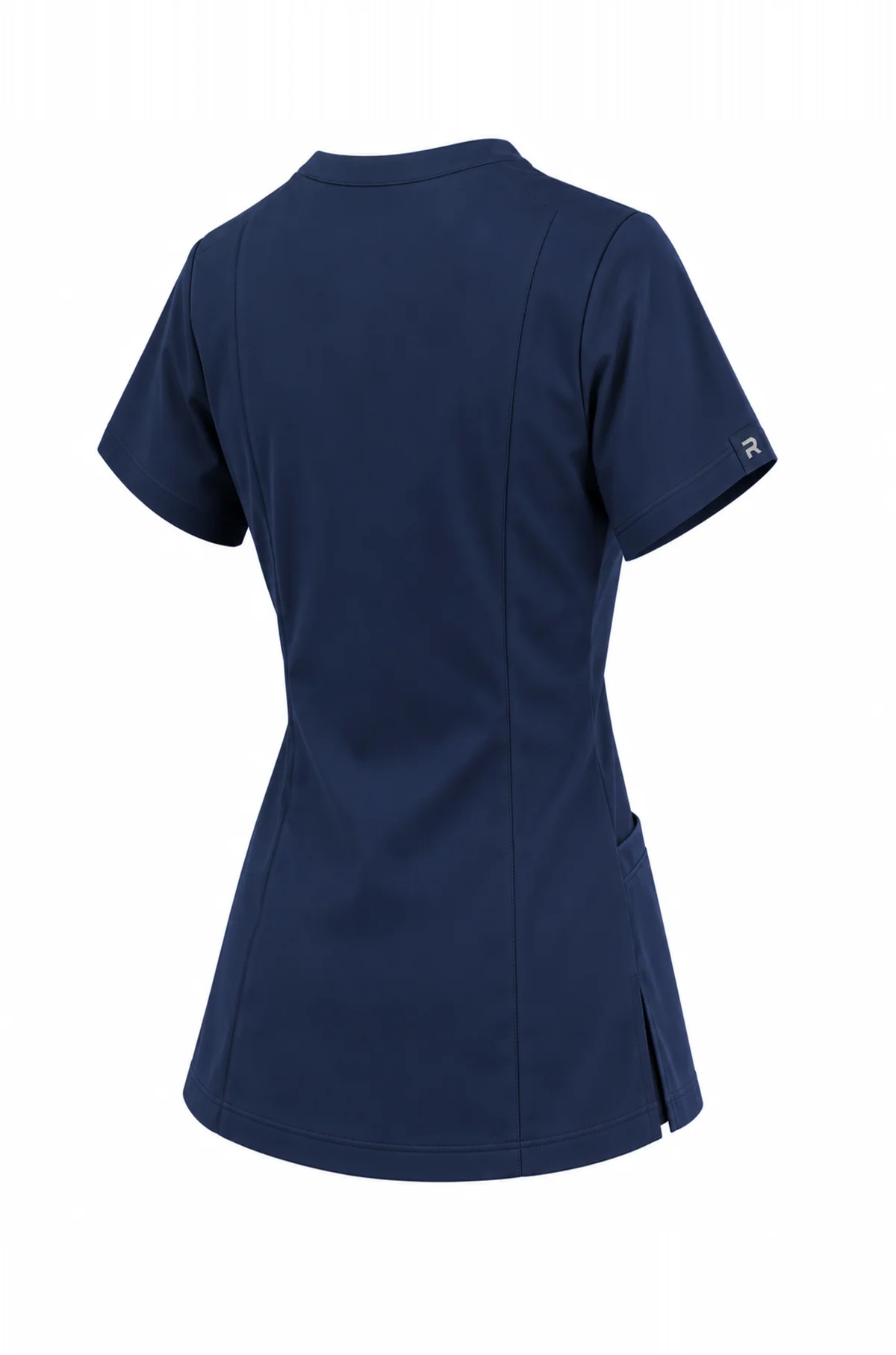 V-Neck Set in Navy, top, three-quarter back view
